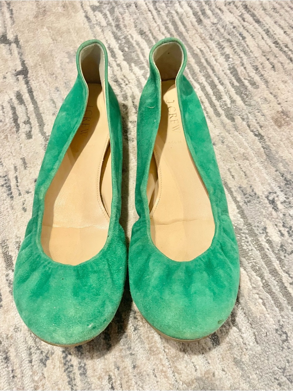 J. Crew Emerald Green Cece Suede Ballet Flats Size 8.5- EUC
